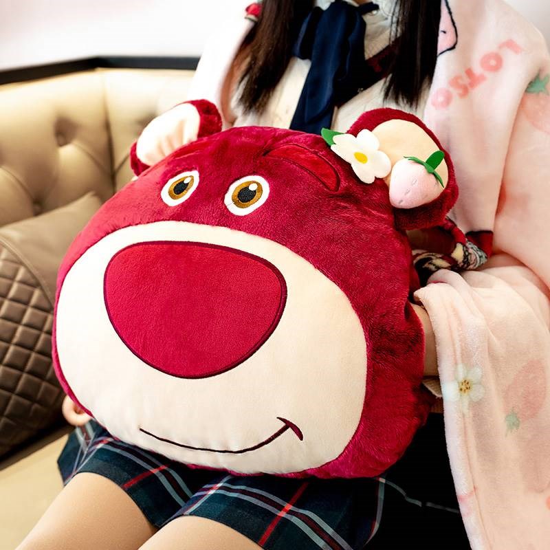 迪士尼草莓熊g暖手抱枕被子两用毯子二合一办公室午睡汽车靠枕