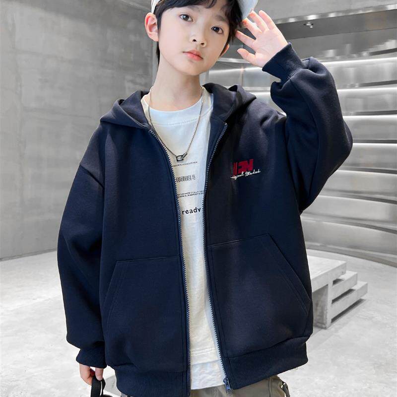 男童外套春秋款2025新款中大儿童秋装连帽卫衣男孩秋季洋气时髦潮