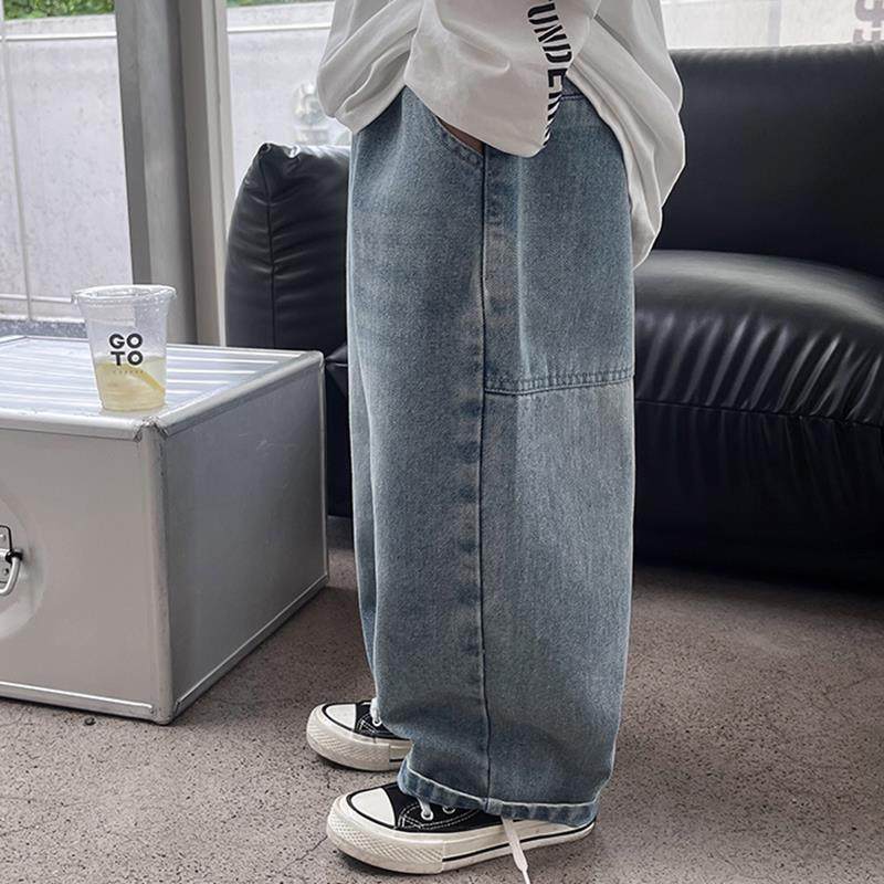 男童牛仔裤春季儿童宽松阔腿裤男宝宝新款加绒裤子春秋直筒休闲裤