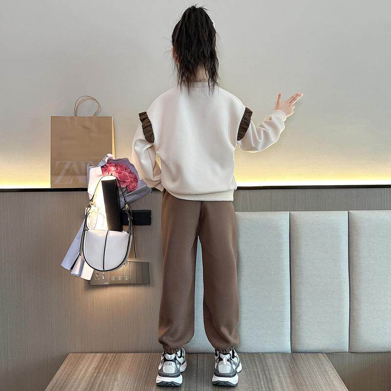 女童卫衣套装春秋新款洋气儿童运动大童网红秋冬女孩时髦加绒加厚