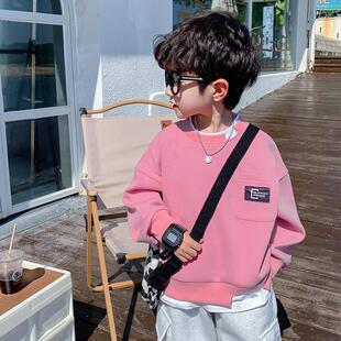 男童卫衣春秋款2025新款儿童春装宝宝衣服男孩春季帅气粉色上衣潮