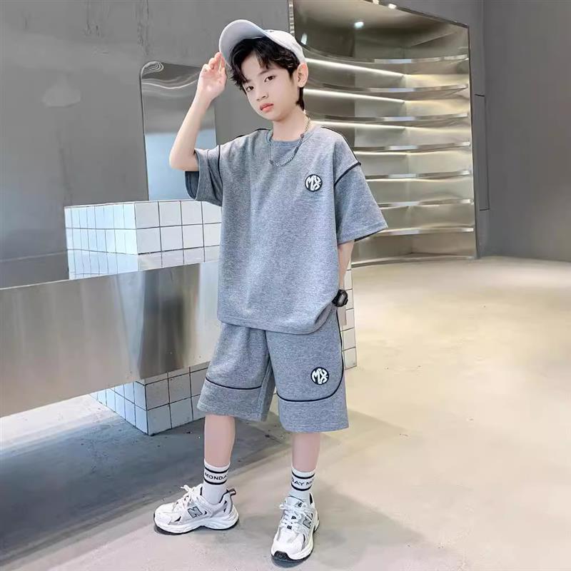 男童夏装套装2024新款洋气中大童男孩夏季时髦运动短袖短裤两件套
