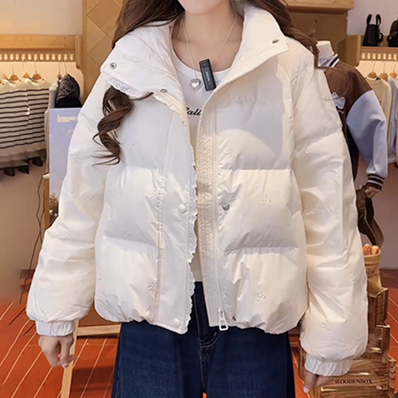 温柔蝴蝶结立领棉服女202