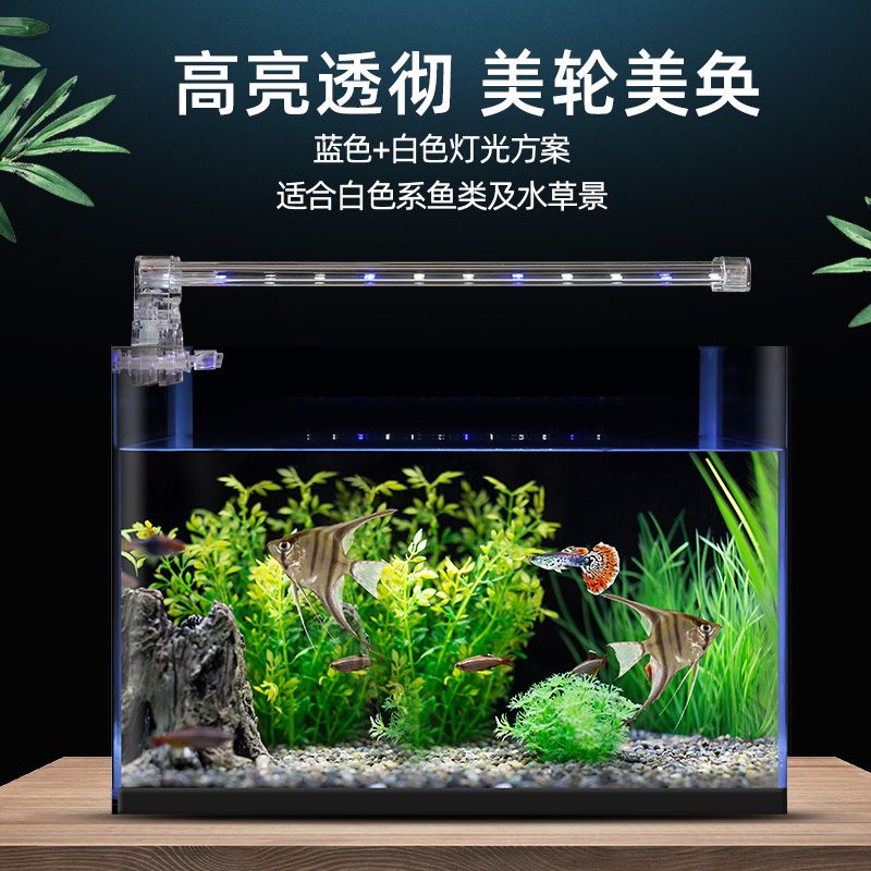 led小鱼缸灯支架灯防水小型夹灯观赏鱼灯节能水族灯草缸灯蓝白光