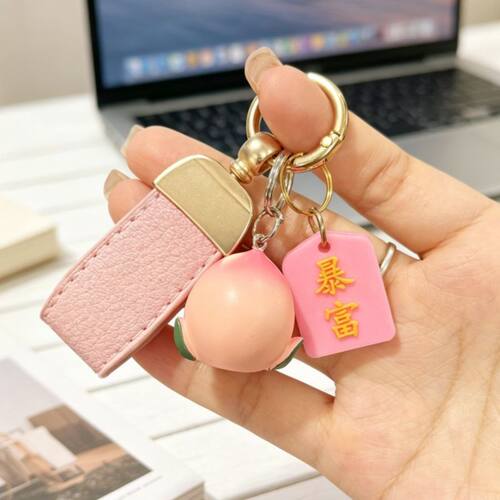 精致橙色柿子平安挂件少女礼物汽车创意水果钥匙扣