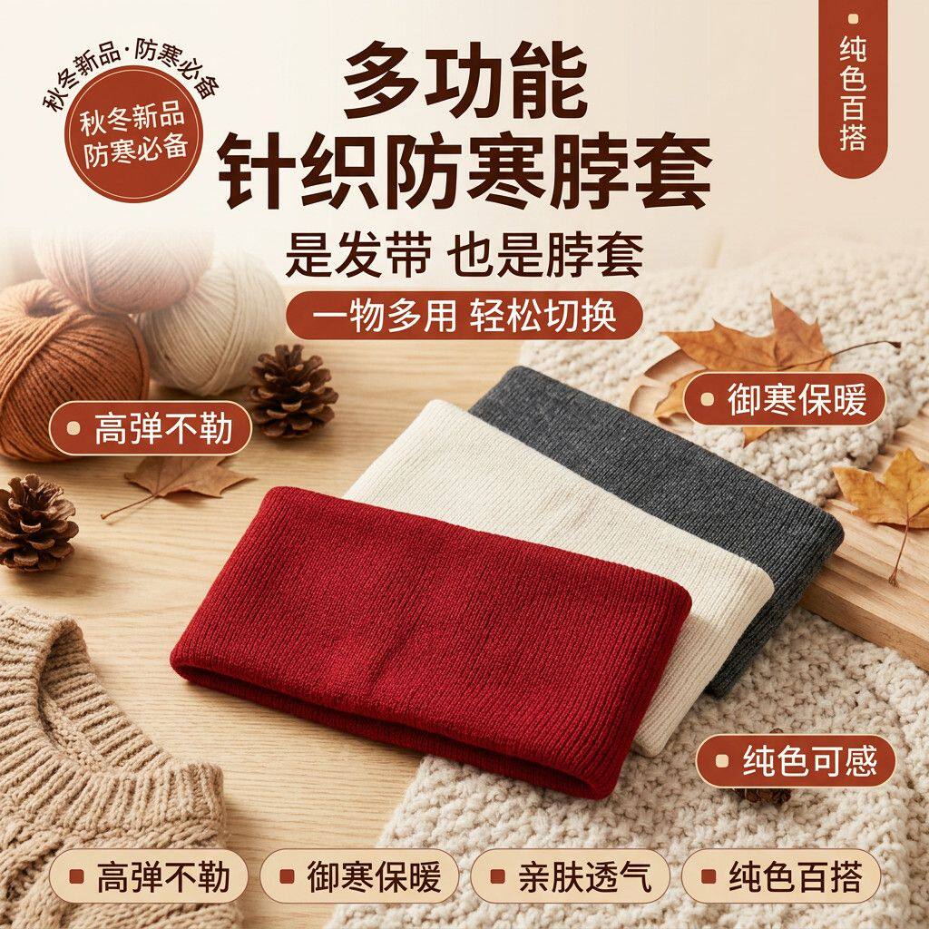 休闲纯色运动发带男女通用健身跑步束头带秋冬防风脖套弹力头带潮