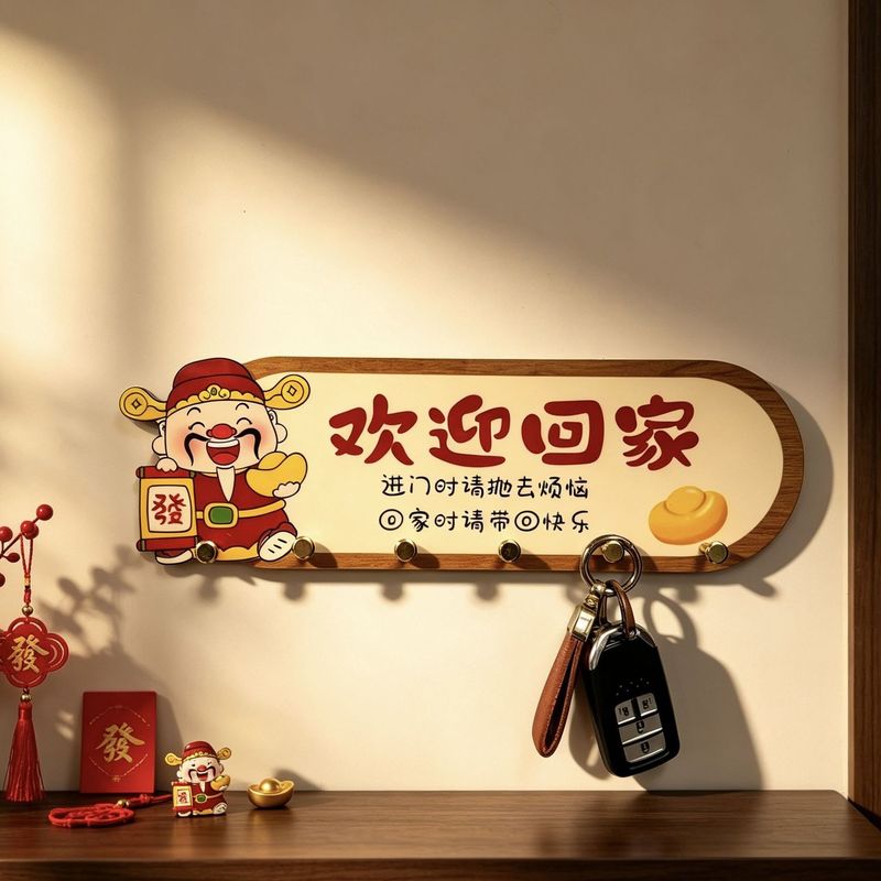 入户门口墙面创意排钩免打孔玄关置物挂钩家用钥匙收纳架子