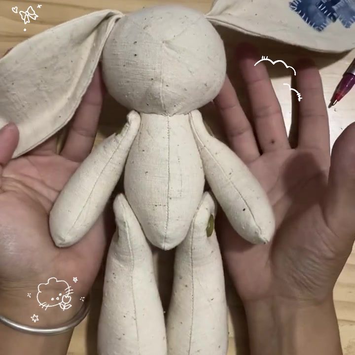 diy手工无脸长耳兔缝制材料包布艺兔子治愈系玩偶送朋友创意礼物