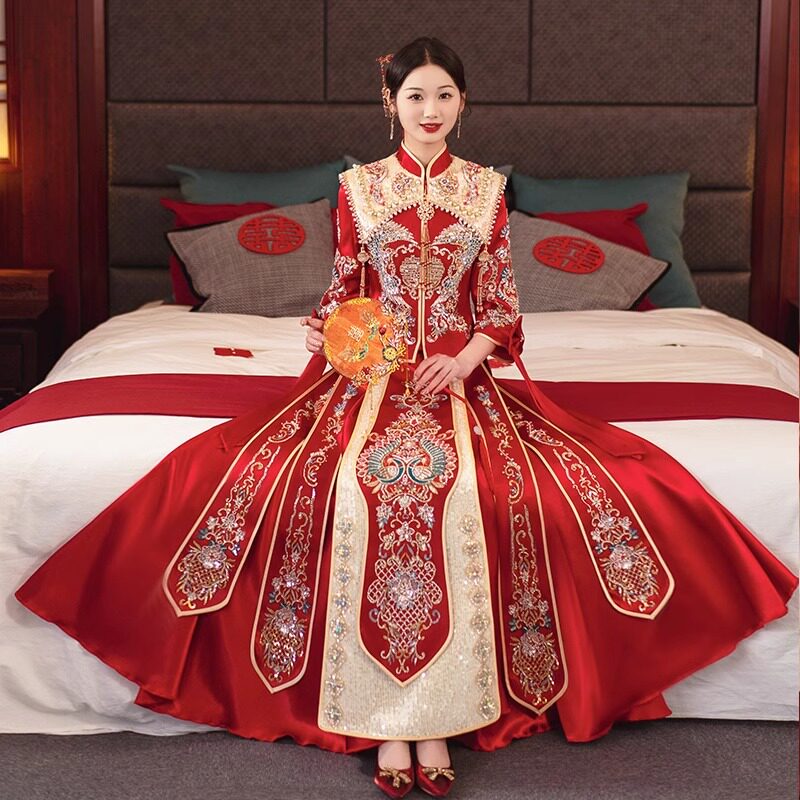 【出租】秀禾服2024新款新娘婚纱龙凤褂嫁衣小个子重工敬酒服租赁图片
