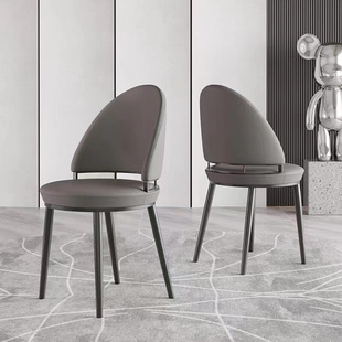 意式 极简餐椅家用椅子现代简约休闲凳子靠背不锈钢餐厅轻奢餐桌椅