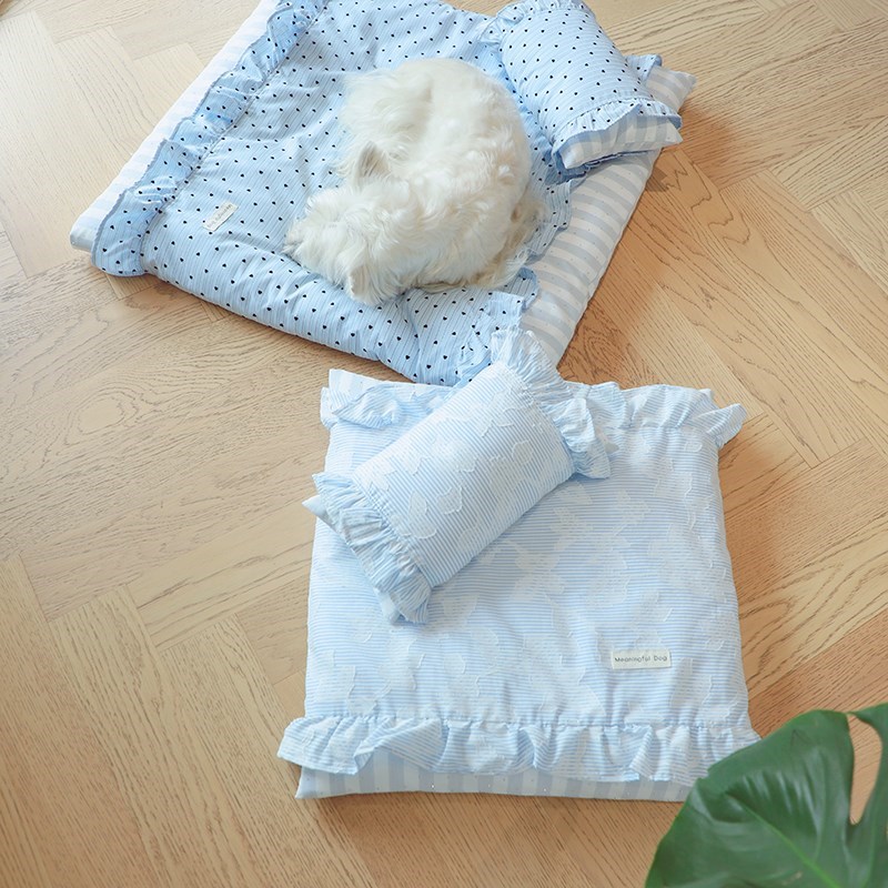 花边狗窝垫子可拆洗四季通用防滑睡垫G趴趴垫夏凉猫窝宠物窝带枕
