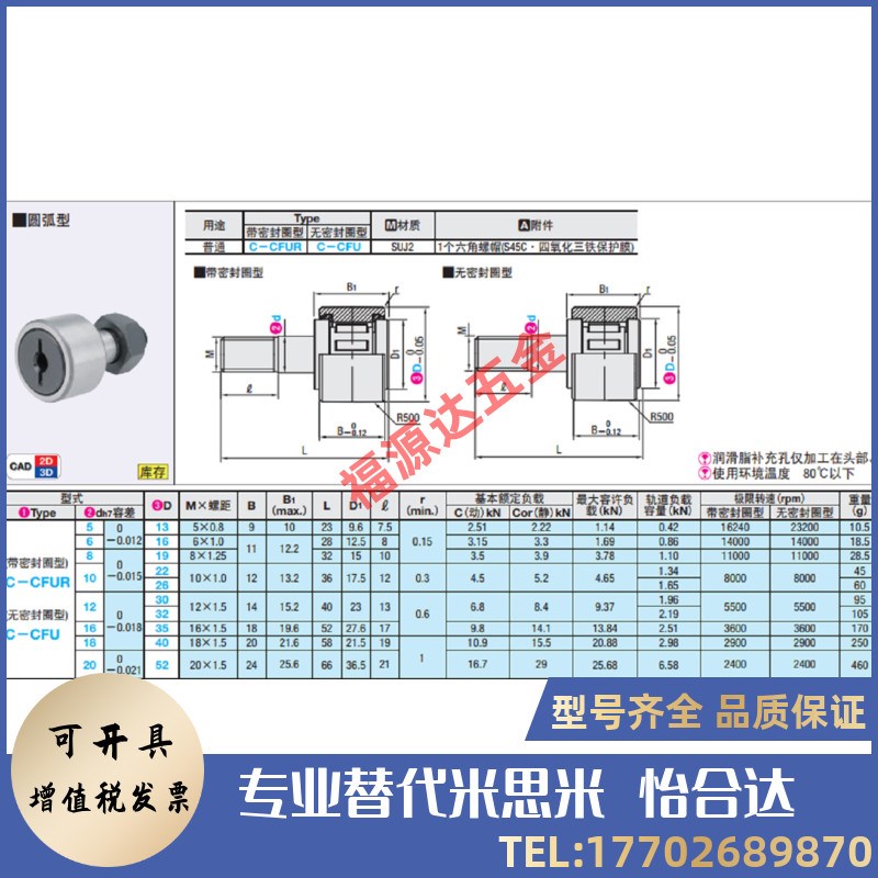 凸轮轴承随动器 标准型 C-CFUR C-CFUA5-13 6-16 8-19 10-22 10-2