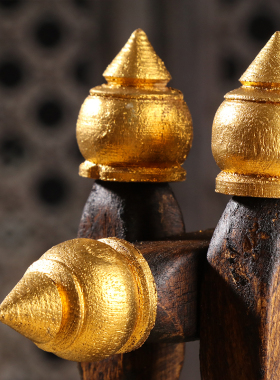 泰国特色工艺品客厅酒柜办公室铜锣桌面摆件复V古门厅玄关装饰