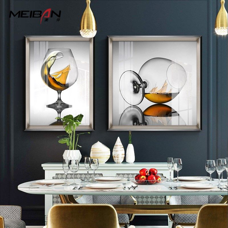 高档轻奢餐厅装饰画组合现代x欧式美式墙挂画酒杯一帆风顺饭厅壁,家居饰品,现代装饰画,淘宝优惠券,粉丝福利购,淘宝优惠卷