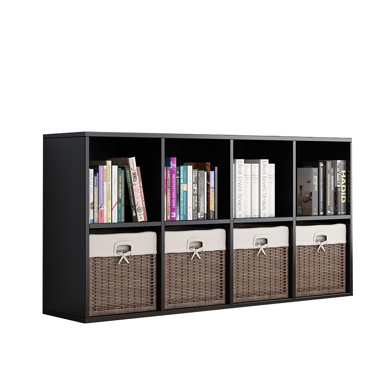实木格子柜定制黑色柜子s储物柜落地自由组合柜简约书柜收纳置物