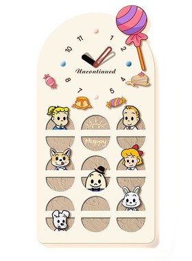 新款卡通入户门玄关装饰画客厅走廊尽头带Iled壁灯钟表挂画儿童房