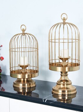 北欧鸟笼摆件创h意烛台客厅玄关样板房玄关酒店酒柜乔迁装饰品摆