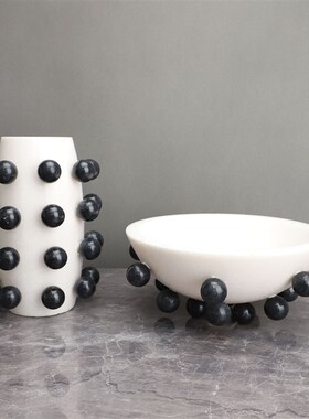 欧式创意大理石豆豆碗花器摆件卧室客厅J样板房电视柜酒柜家居饰