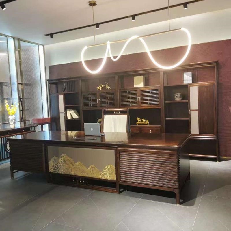 新中桌式公板桌大老气总裁桌大班台简约实K木办经理董事长大5桌子