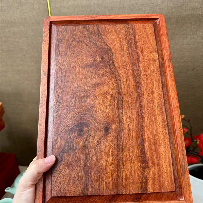 缅甸花梨木长g方形托盘实木平盘家用餐盘甜品盘托盘茶盘水杯托盘