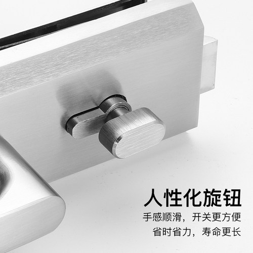 执手锁办公室高隔断单开t门玻璃门锁缺口执柄锁不锈钢哑黑色把手