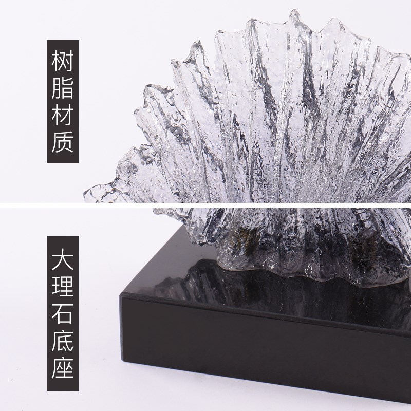 Rzone 简约客厅玄关装饰品透明树脂雕塑抽象海浪酒U店大堂招财摆