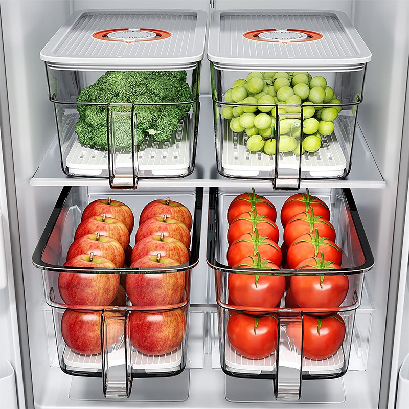 冰箱收纳盒整理盒保鲜盒v食品级食物沥水储物盒冷冻室神器