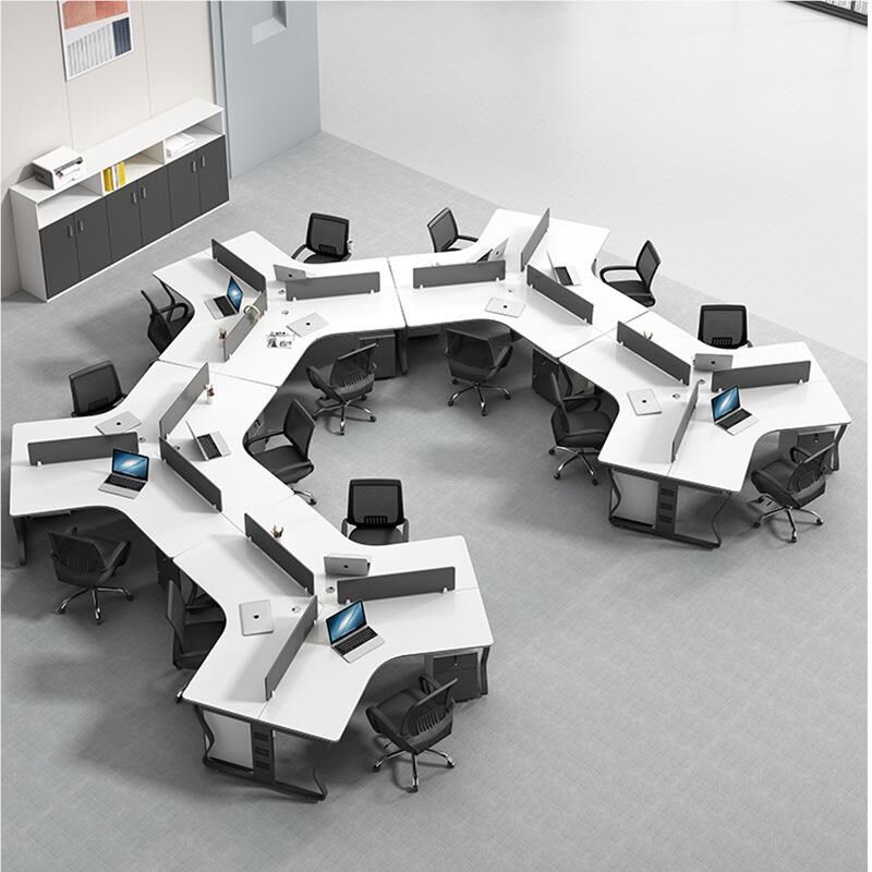 办公室工位职办公电脑桌r简GC120-三约椅现代员工六人位屏风员办