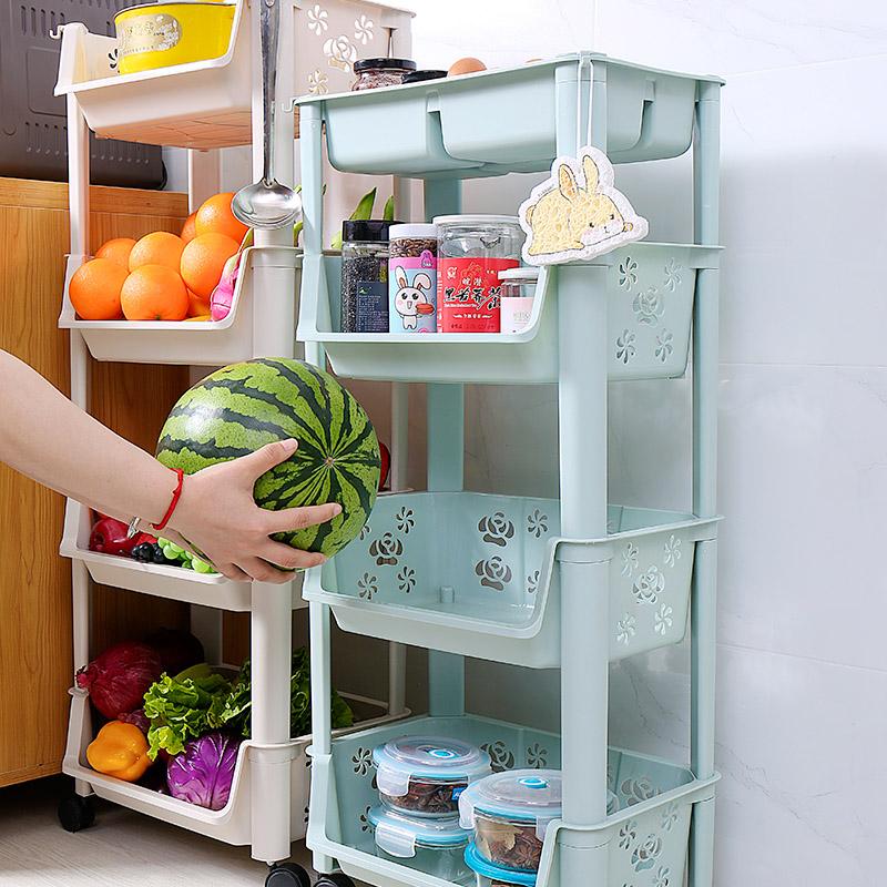 厨房置物架落地多层家用多功能收纳架小推车零食杂物整理架储物柜