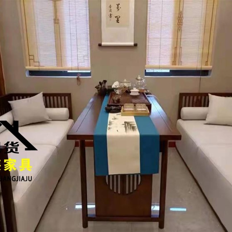 热销茶楼禅意沙发现代民宿酒店包间餐桌卡座接待茶桌椅.原木色家