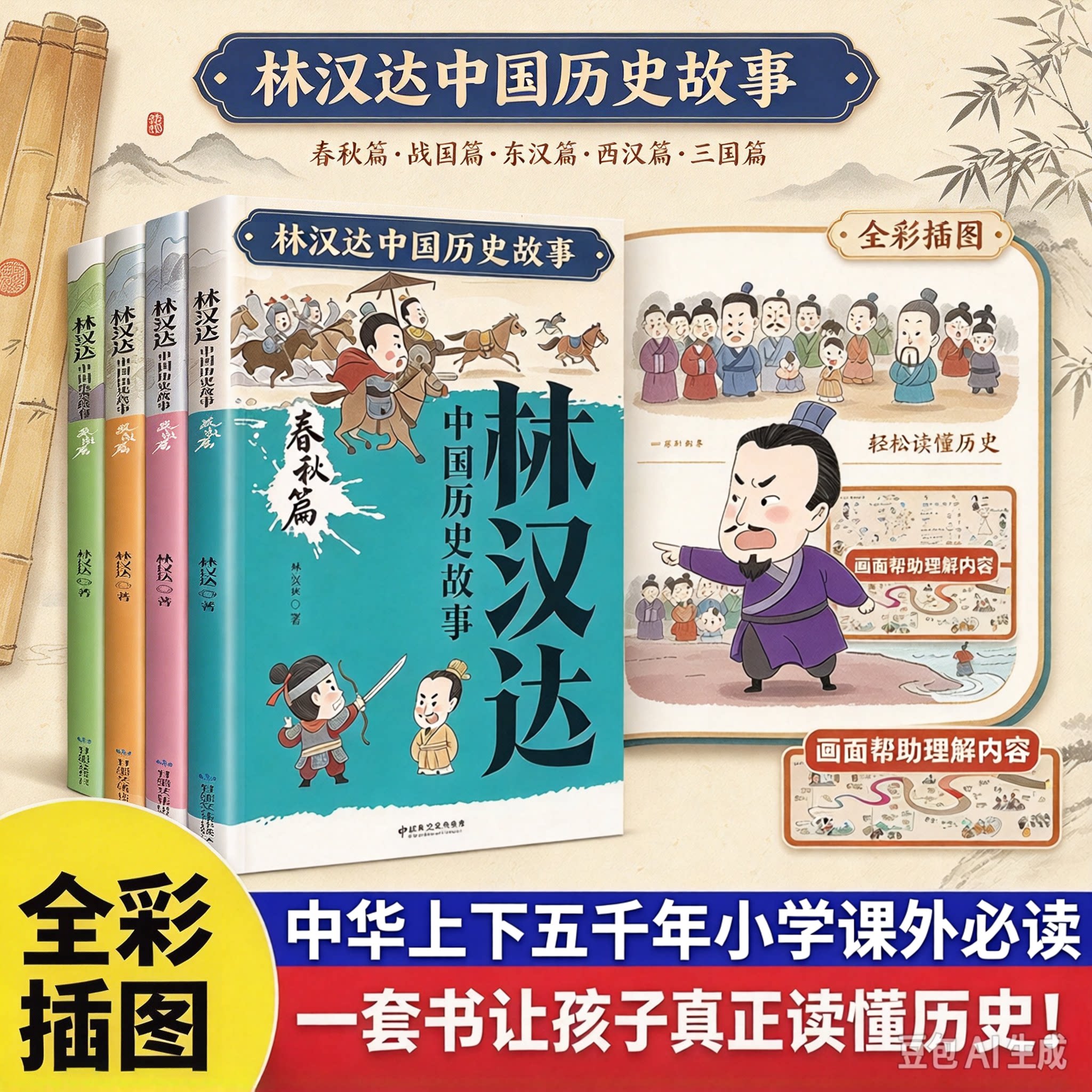 正版 林汉达中国历史故事集全5册 春秋战国两汉三国 6-12周岁小学版中国古代历史故事书 中华上下五千年三四五六年级课外阅读书籍