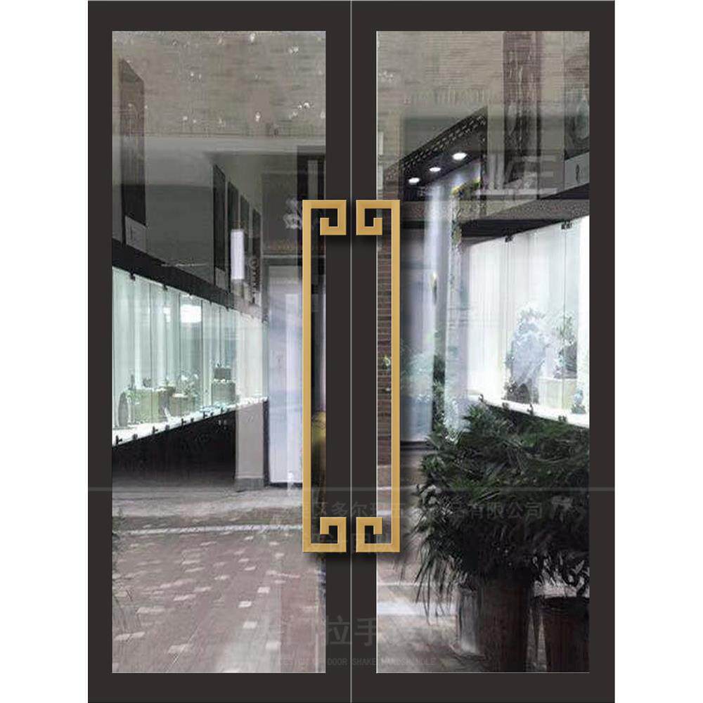 加厚不锈钢金色造型玻璃大门把手氟碳烤漆黑白色酒店包厢木门拉手