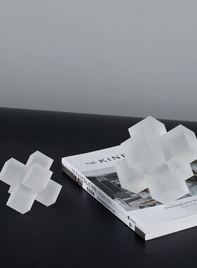 现代简约轻奢水晶几何体摆件北欧样板房客M厅茶几桌面软装饰品摆