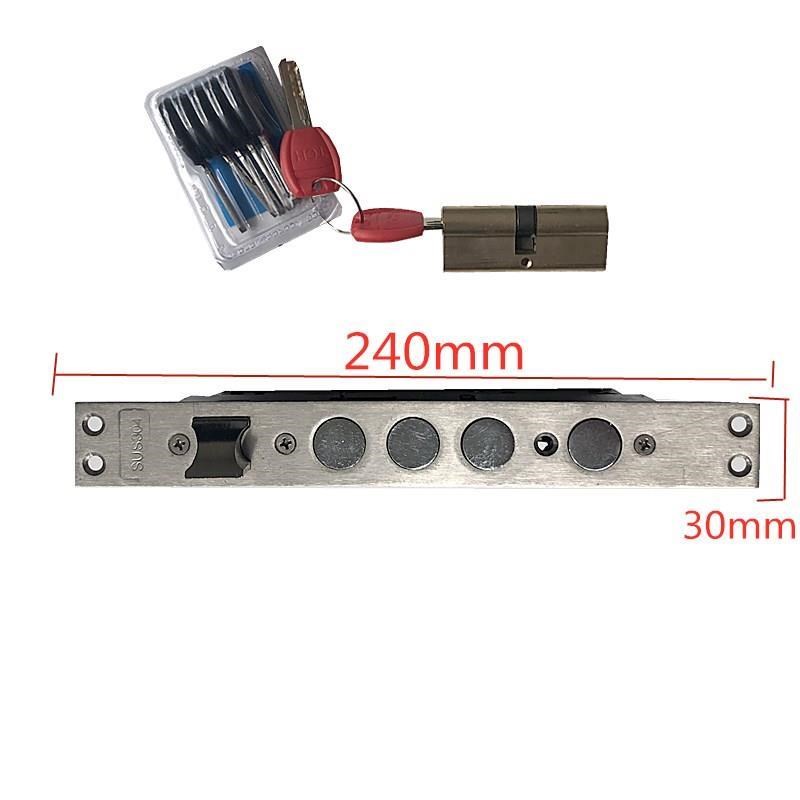 老式锁锁具防盗门锁大门把手拉手实心面板通O用型铝合金猪耳朵黑