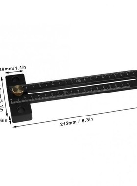 180mm T-Type Scribing Ruler Metric Scale Black AluminiZum Al