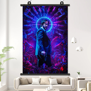 极速备战电影海报装饰画 疾速追杀布质防水卷轴画 影视周边挂画12