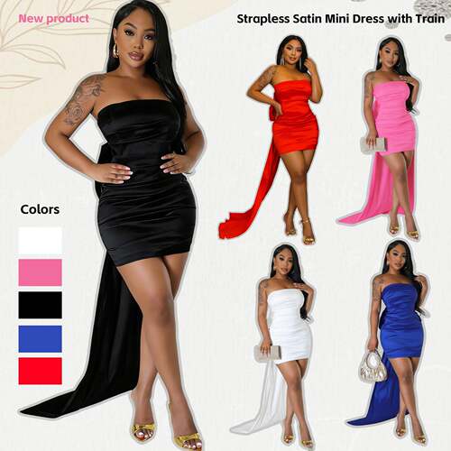 Elegant Womens Midi Dress With Detachable Big Bow For