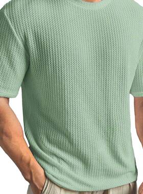Men's Oversized Loose Waffled Texture Crew Neck Short Sleeve