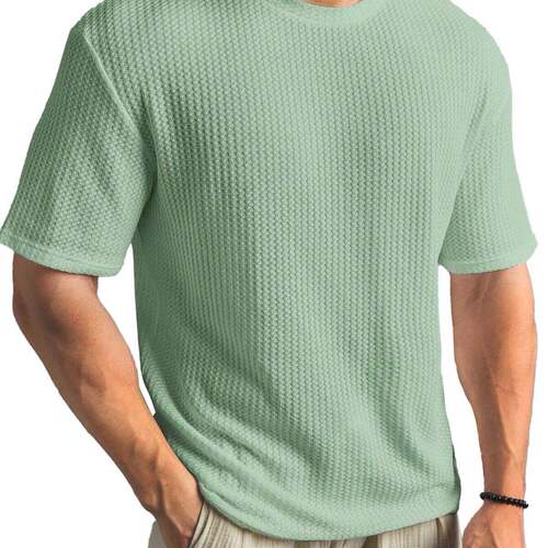 Men's Oversized Loose Waffled Texture Crew Neck Short Sleeve