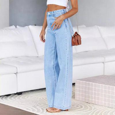 Womens High Waisted Jeans Boyfriend Baggy Straight Leg