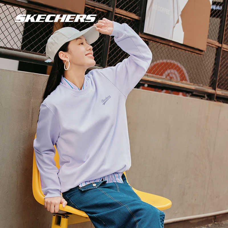 Skechers斯凯奇2024男女同款休闲百搭长袖加绒卫衣运动上衣长裤子