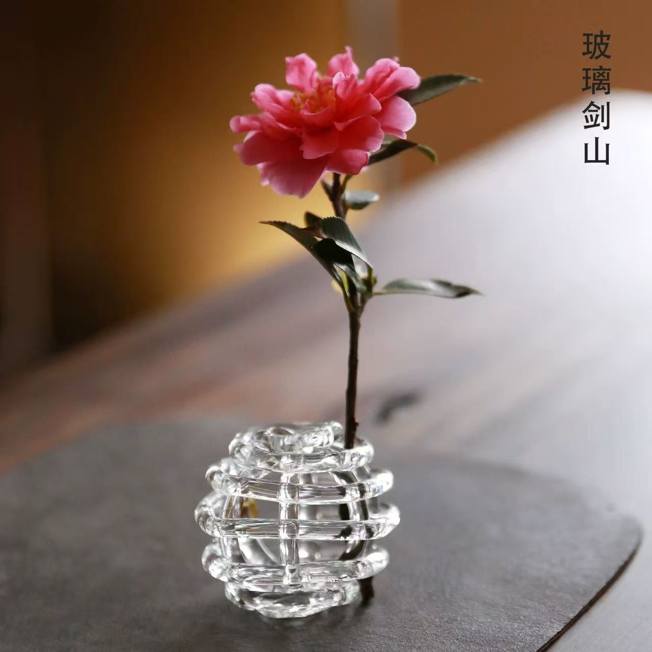 玻璃球剑山插花器日式透明玻璃花器摆件酒店民宿装饰品花艺器皿