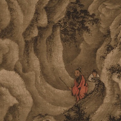 1:1五代 南唐j 巨然 湖山春晓图绢本古代名山水画高清喷绘临摹教