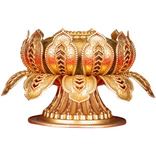 手摇转动底座 纯铜 慧宝藏式八吉祥I莲花座细致雕刻莲台转筒桶