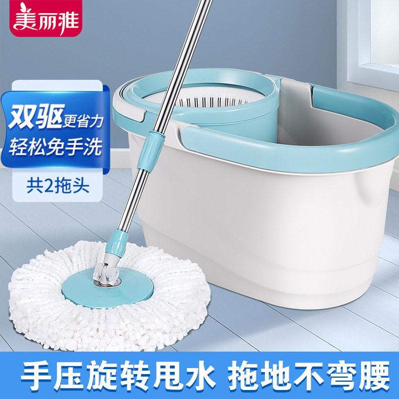 厂家直销旋转拖把免手洗拖地神器双驱动可拆式自动甩水墩布桶地拖