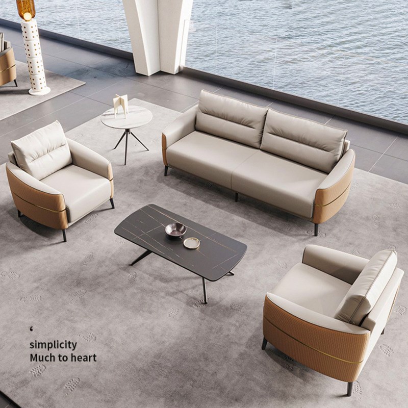 办公室沙发商务会客洽谈接待办公D沙发组合套装西皮简约现代可