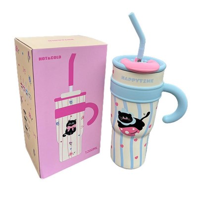 巨无霸冰霸杯大容量吸管保温杯女生2024新款O办公室保冷杯子高颜