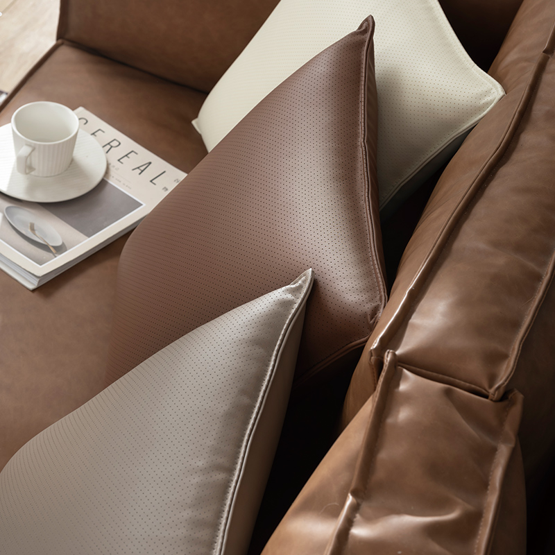羽绒抱枕轻奢皮i革卧室沙发床头汽车靠枕靠垫床头靠背腰枕套
