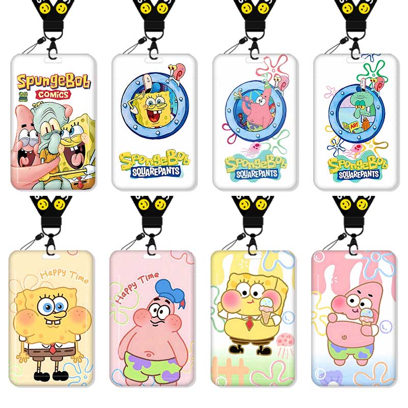 海绵宝宝卡通派大星卡套高颜值饭卡校园卡保护套公交卡学生水卡证件小卡片套工作证工牌证件套校牌挂绳可爱风