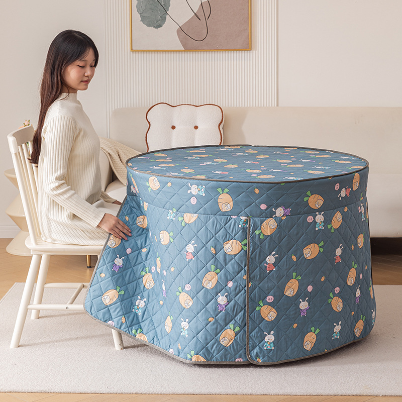 加绒加厚烤火罩新款罩套烤火桌子家用圆形电炉罩冬季保暖烤火桌罩